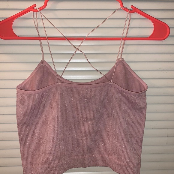 Cross back Pink Glittery crop top Y2K - Picture 2 of 4